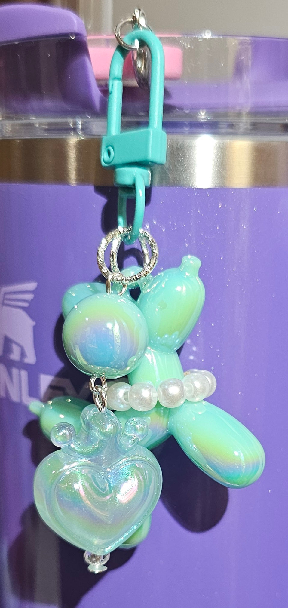 Mint Green Balloon Dog and Princess Heart Charm