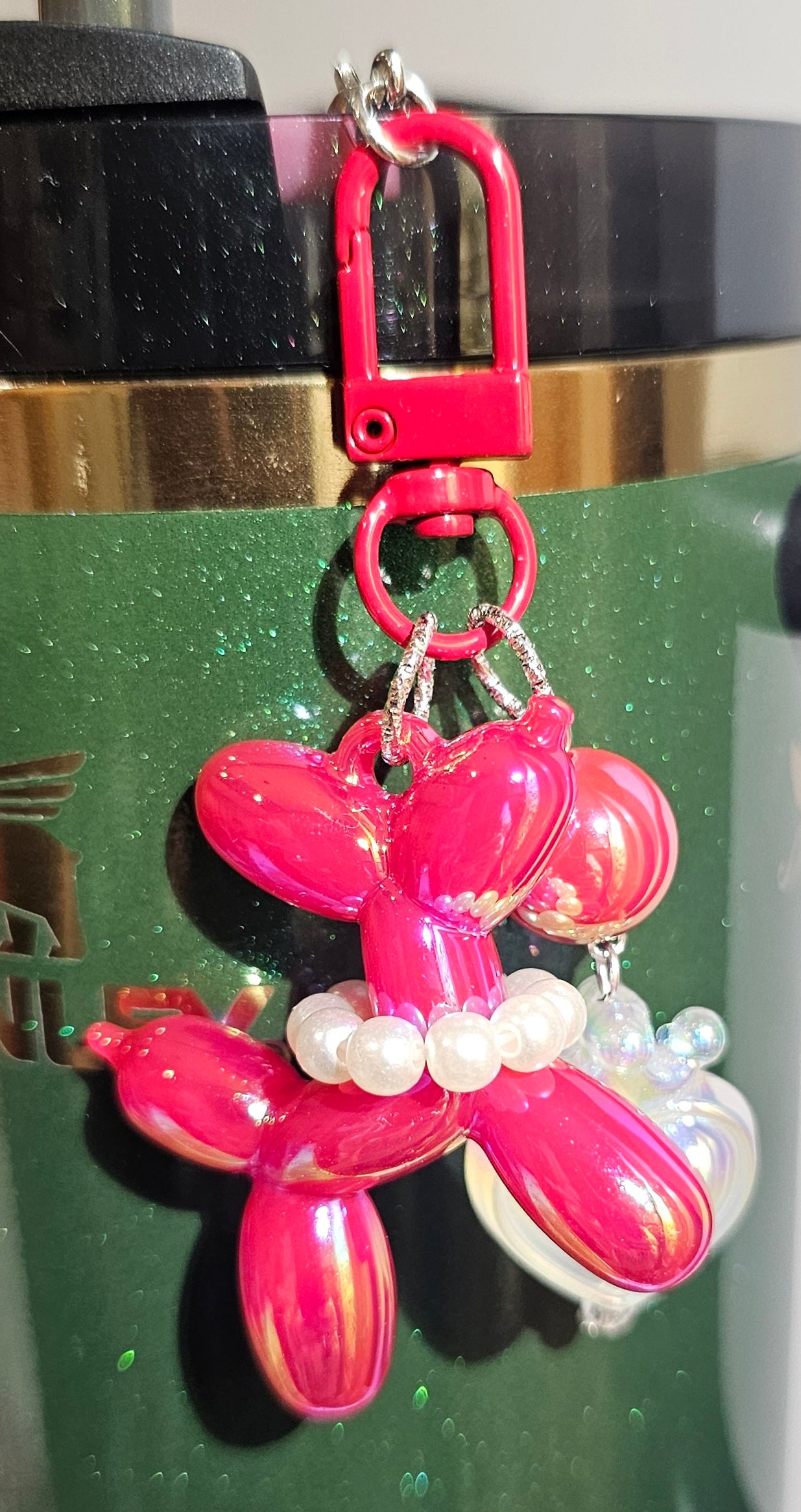 Rose Red Princess Balloon Dog Charm Pendant