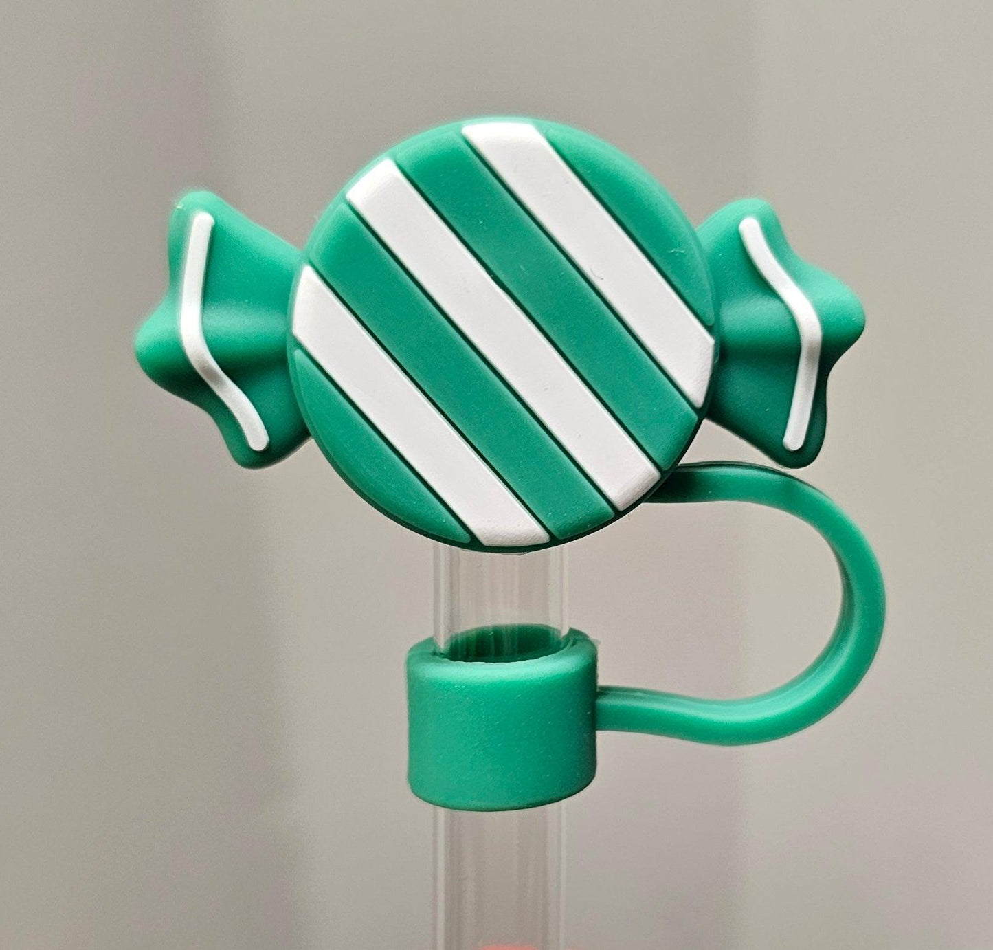 Green Christmas Holiday Winter Candy Straw Topper Straw Cover