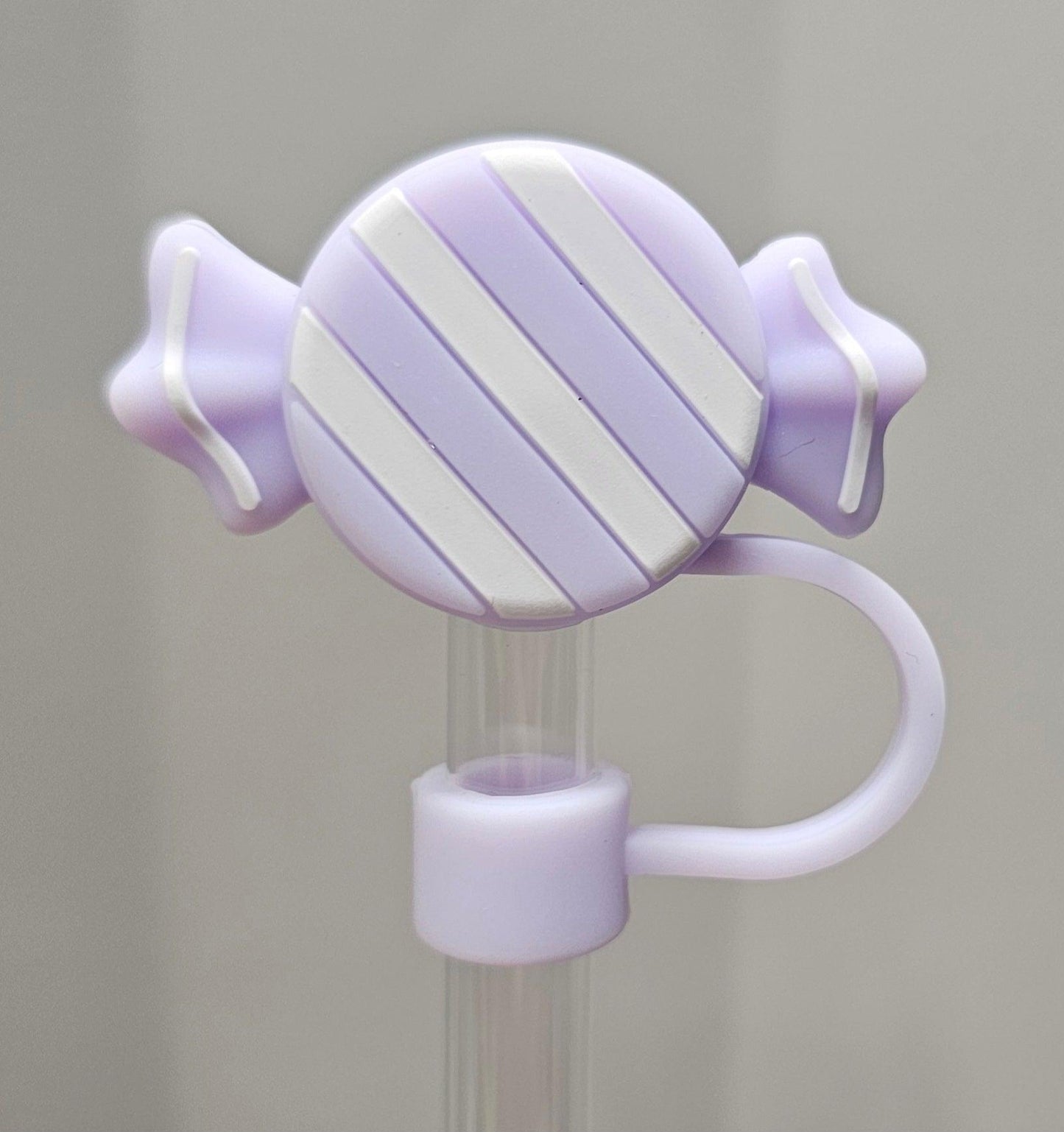 Lilac Lavendar Purp Orchid Christmas Candy Stripes 3D Straw Topper