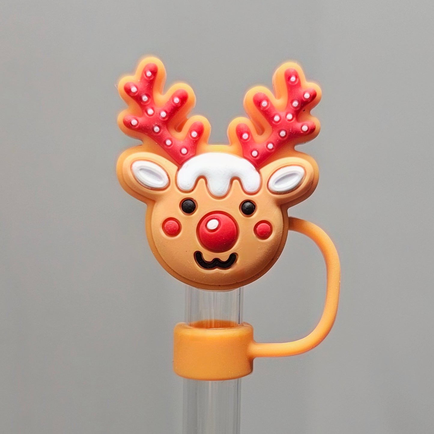 Gingerbread Rudolph The Red Nose Reindeer Straw Topper