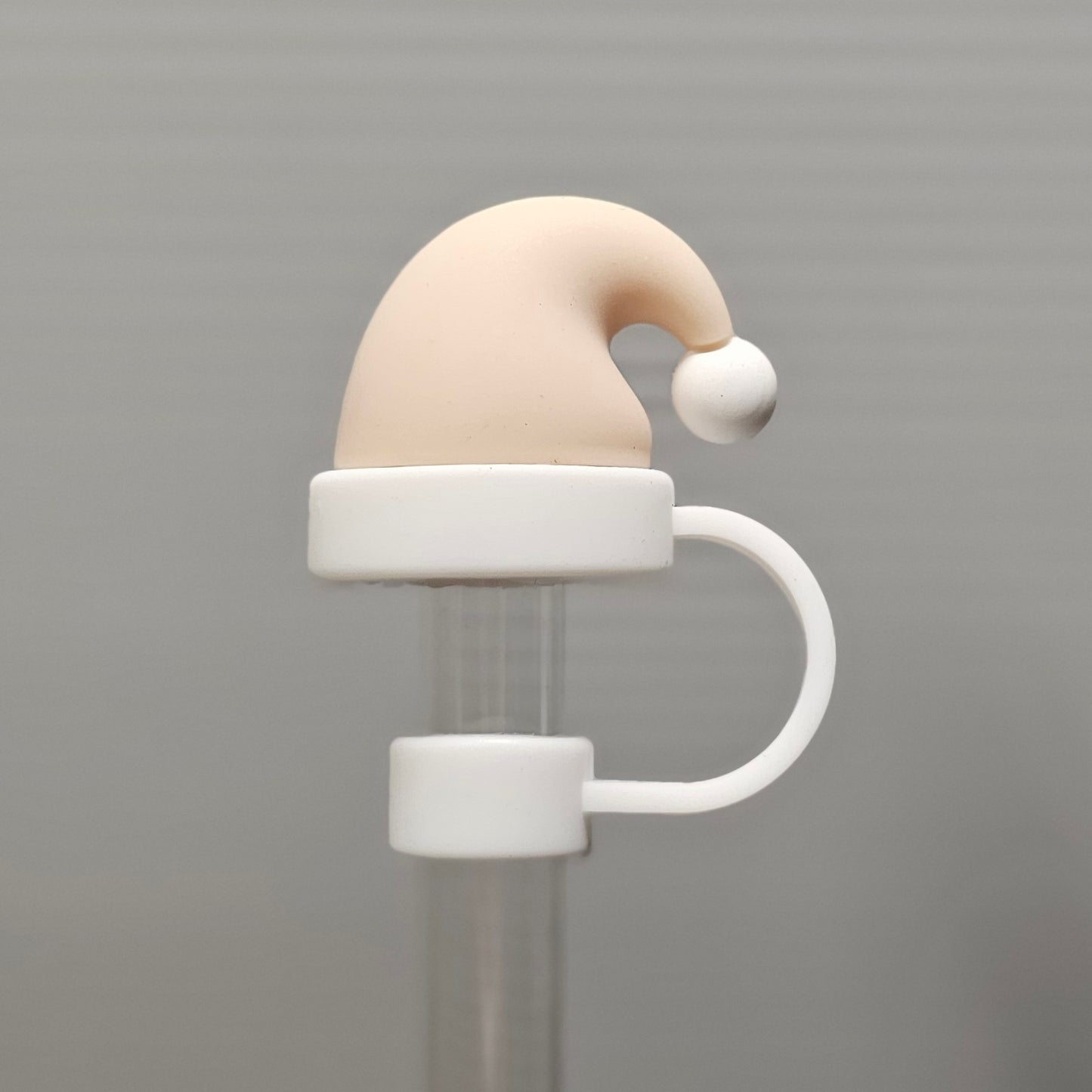 Christmas Santa Hat Silicone Straw Topper - Peach