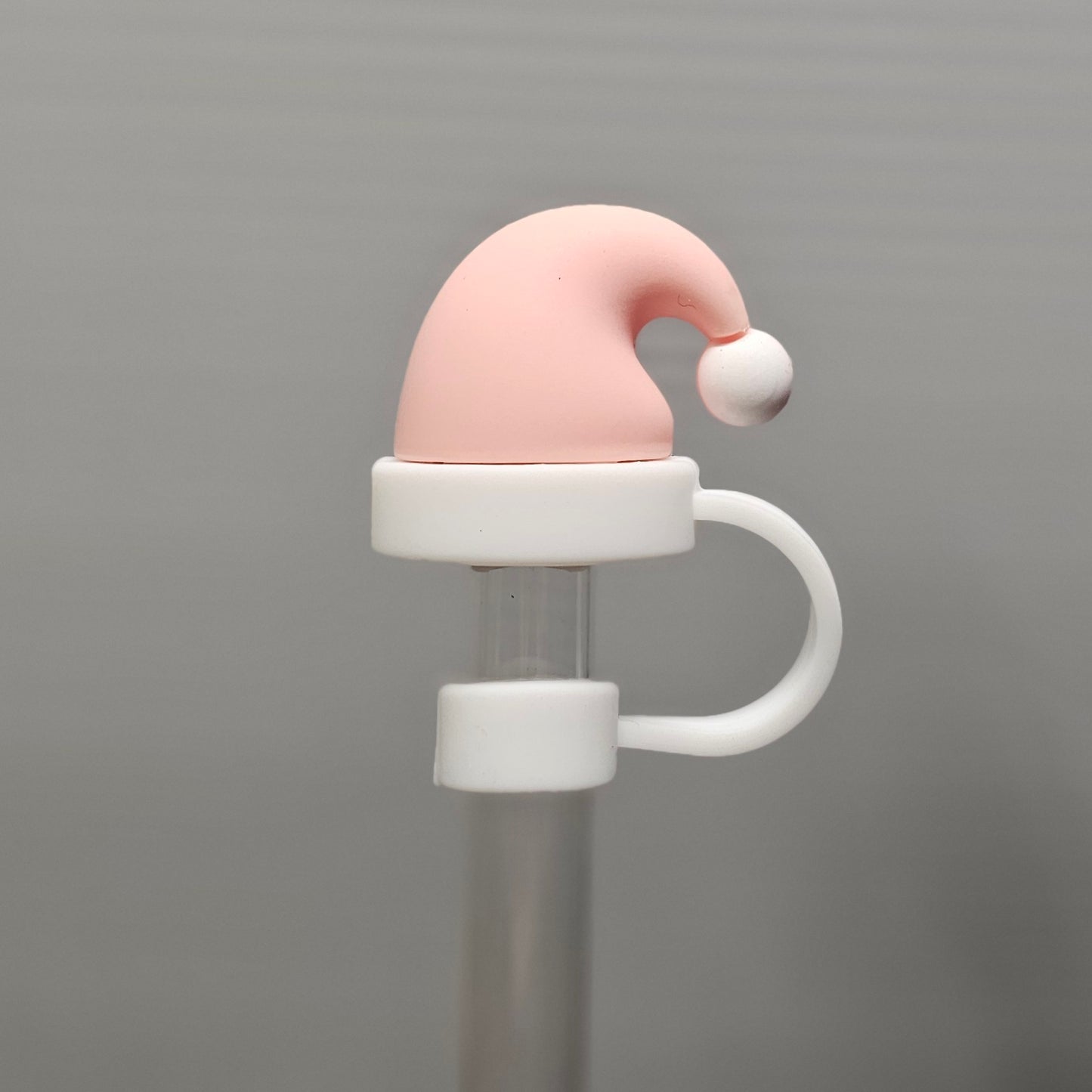 Christmas Santa Hat Silicone Straw Topper - Pink