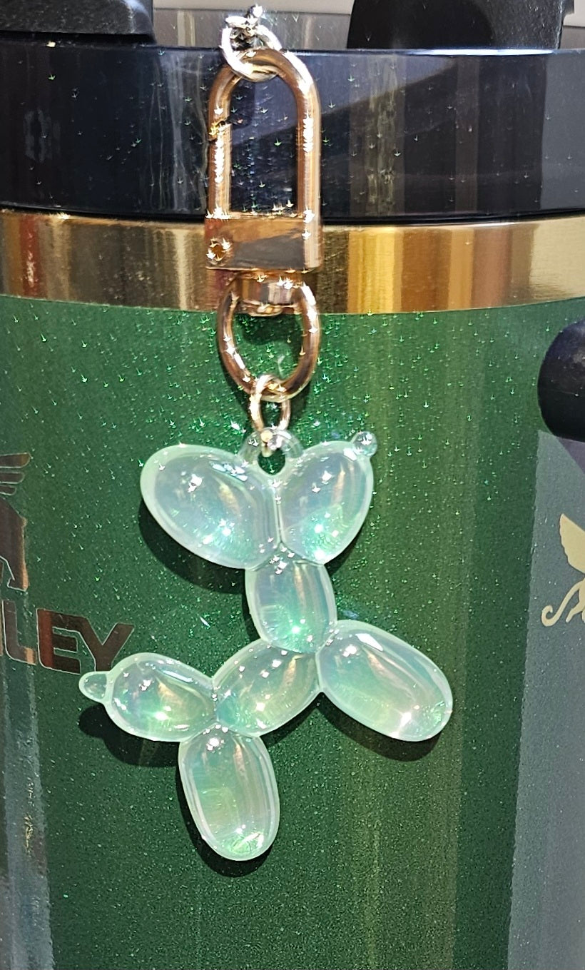 Rainbow white and gold balloon dog charm pendant