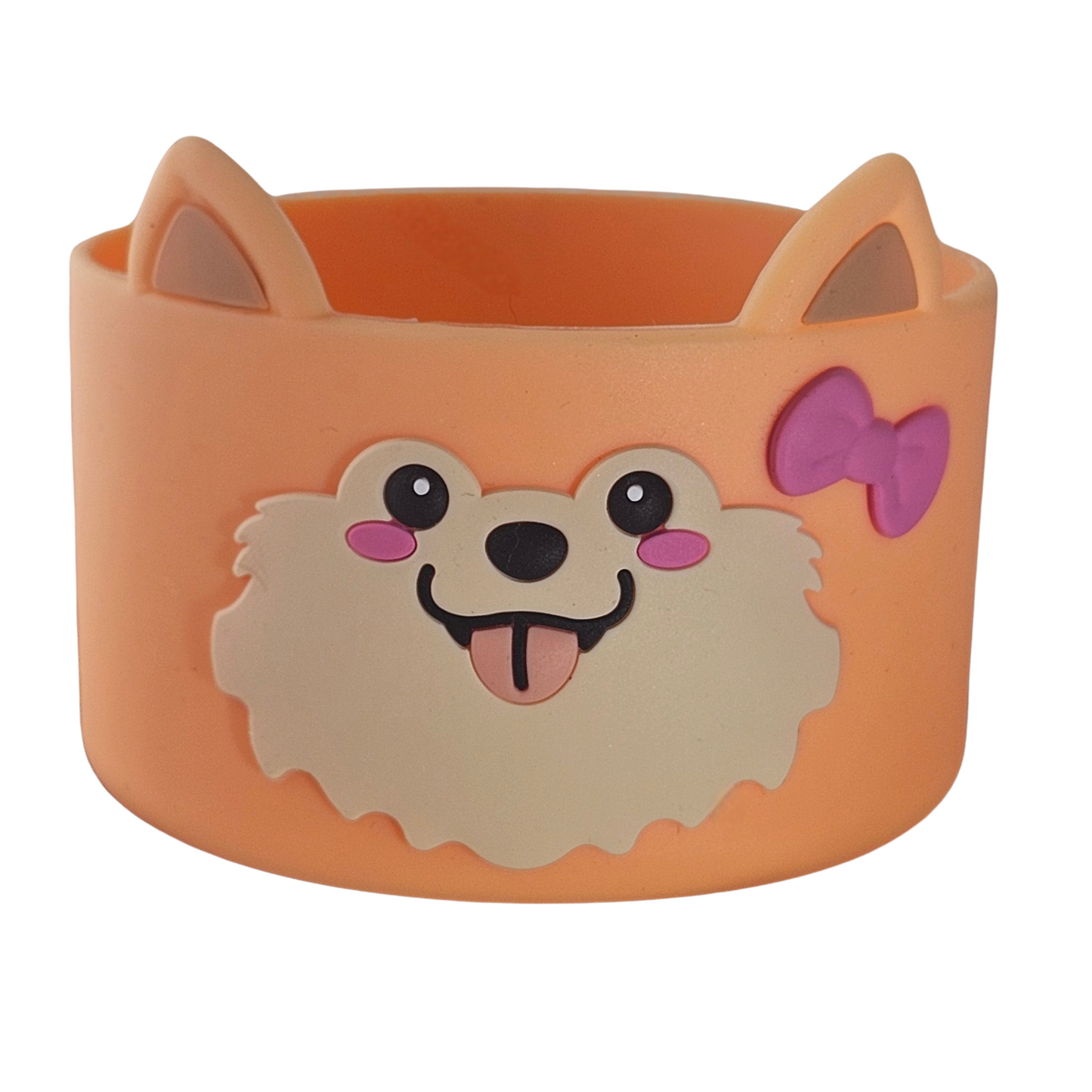 Tan Easter Pup textured silicone tumbler boot.