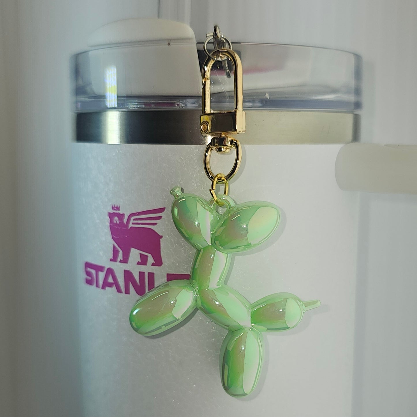 Seafoam Green Balloon Dog tumbler charm.