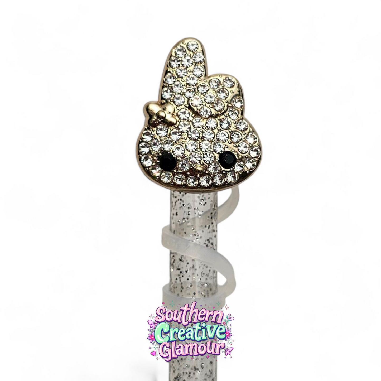 Gold Diamond Cinnamoroll inspired Silicone 10mm Straw Topper by Southern Creative Glamour