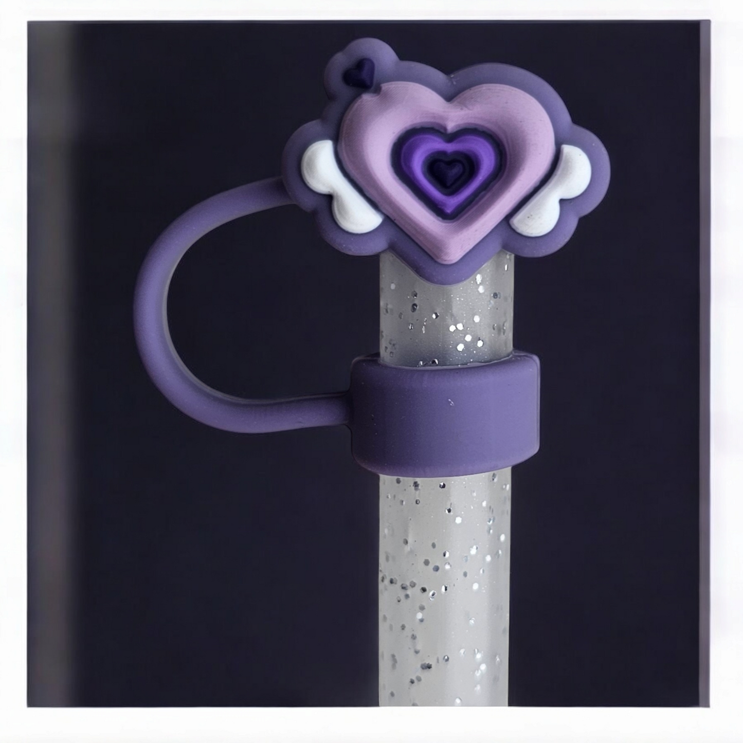 Pink Angel Hearts Valentine's Day Straw Topper - Straw Cover. Fits 10mm and Stanley Straws.