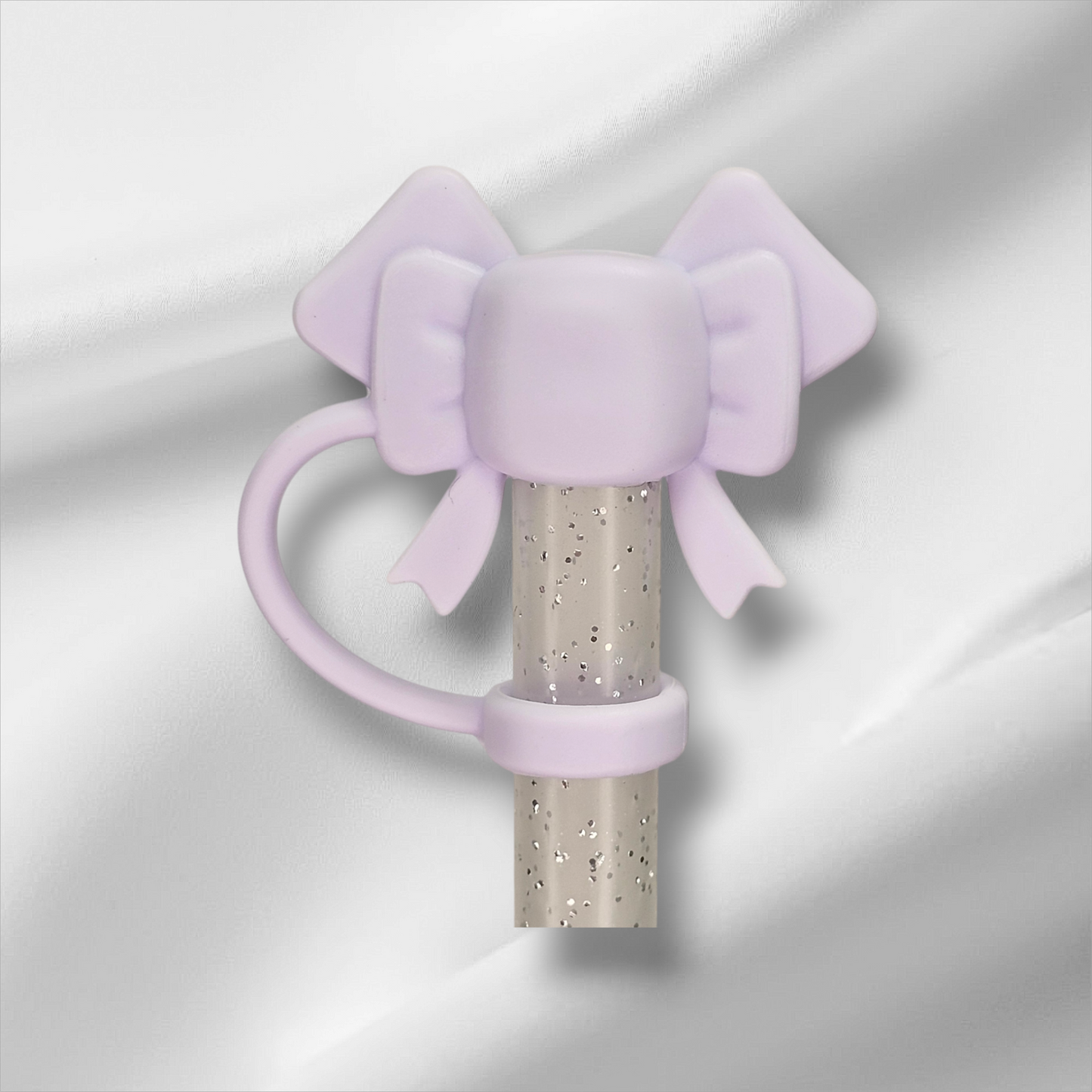Orchid Purple Coquette Ribbon Bow 3D Silicone Straw Topper. Fits 10mm and Stanley Straws.