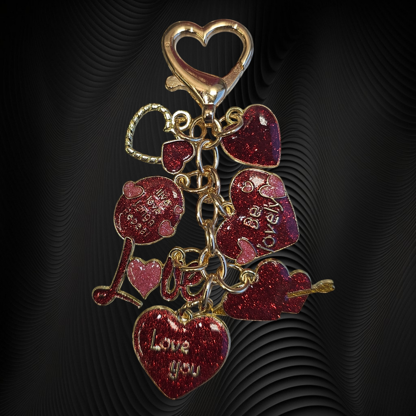Red, Pink, and Gold Glitter Hearts Valentine's Day Straw Charm - Straw Dangle. Valentine's Day Tumbler Straw Charm - Love You