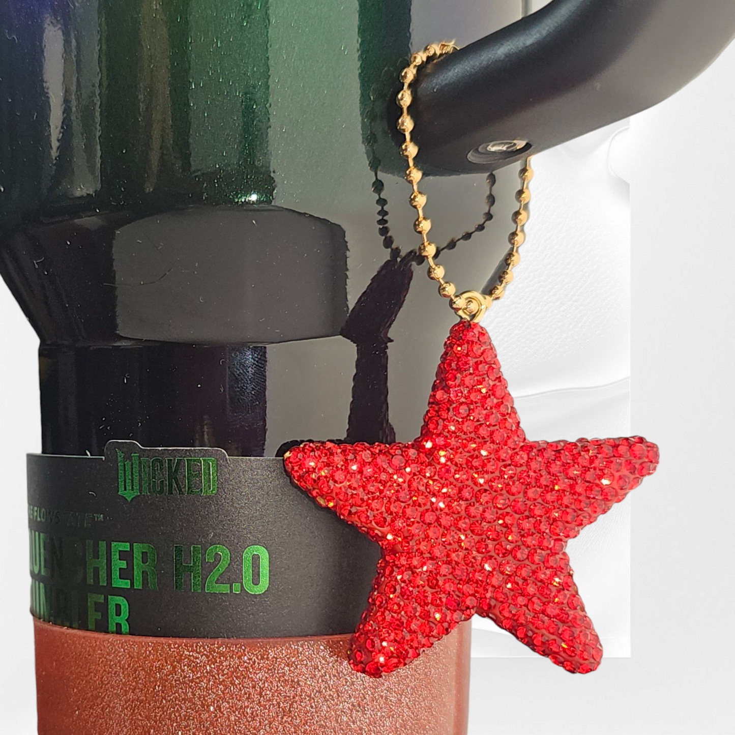 Red Glitter Star charm pendant. Can be used as a cup handle charm or straw charm.