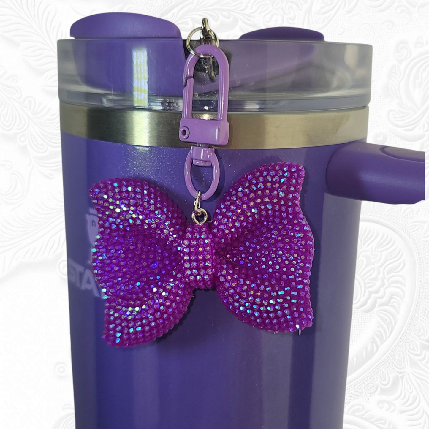Glitter purple Bow Tie Tumbler Charm