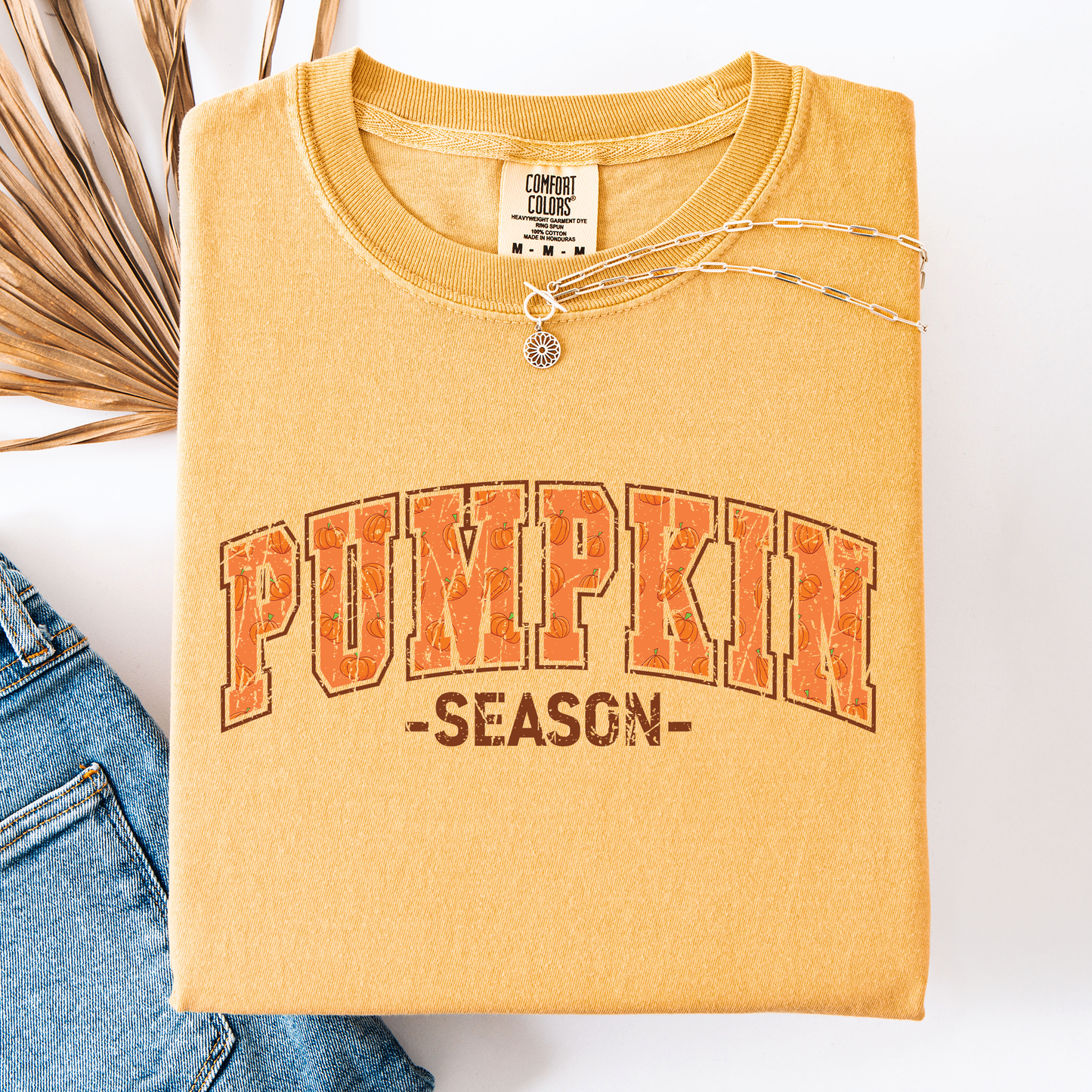 Yellow Pumpkin Season, Classic Varsity, Halloween, Fall, Autumn, Comfort Colors T-Shirt