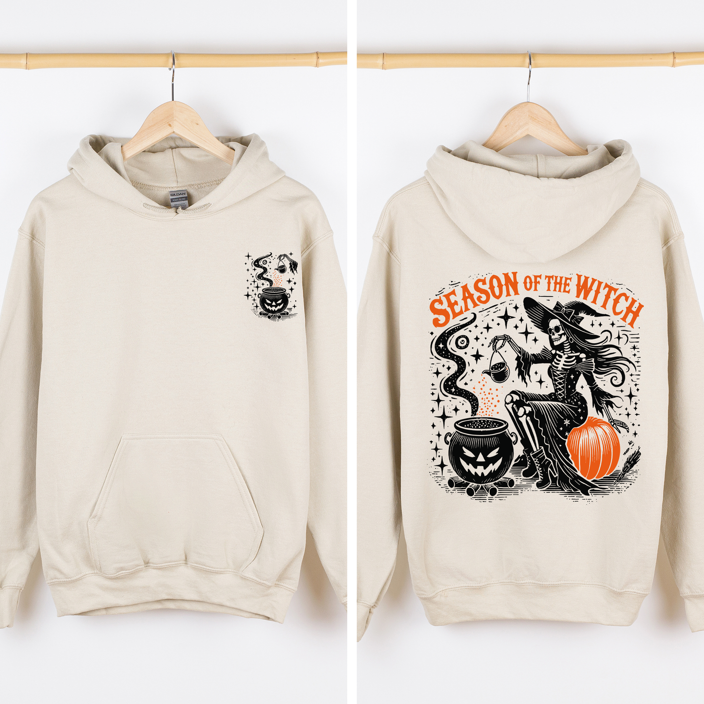 Season of the Witch, Halloween, Front and Back, Spooky, Graphic Hoodie, Hooded Sweatshirt