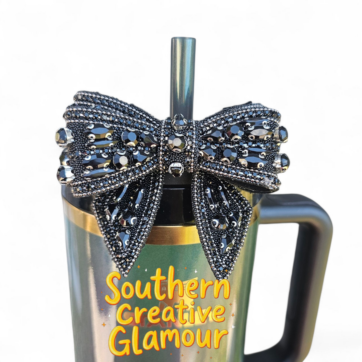 Black Diamond Bow Tumbler Charm by Southern Creative Glamour