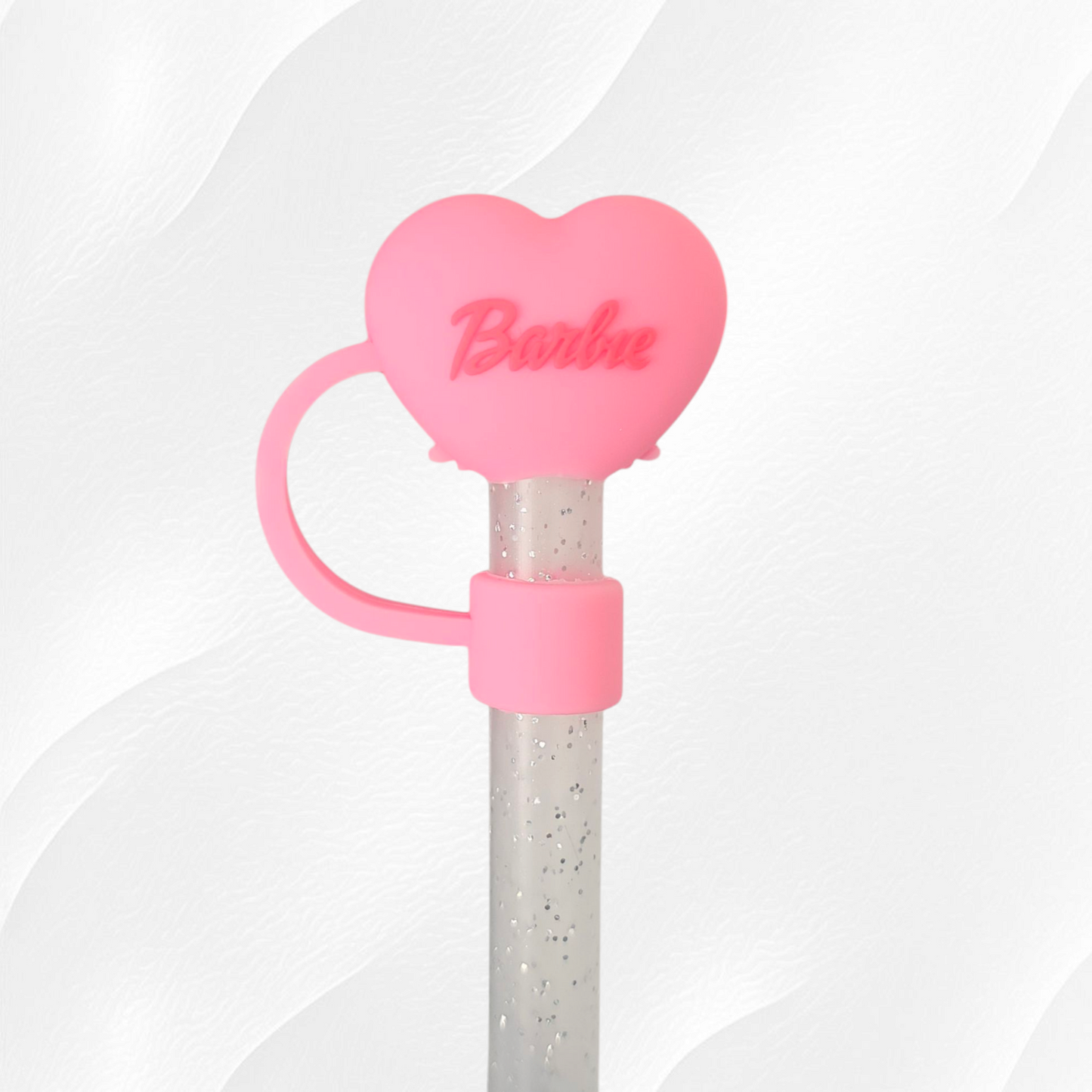 Blush Pink Heart Bow Straw Topper