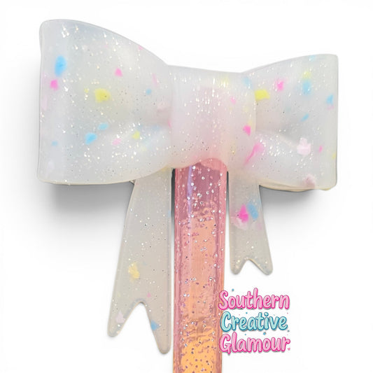 Confetti Glitter Bow Straw Topper | Fits 10mm Straws