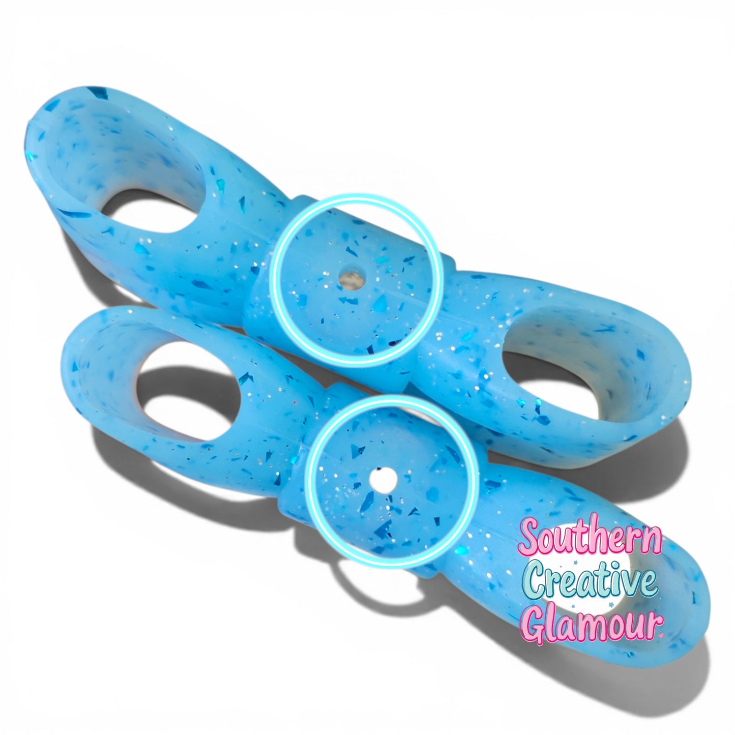 Ice Blue Confetti Bow Straw Topper | FocalBead | Fits 10mm Straws