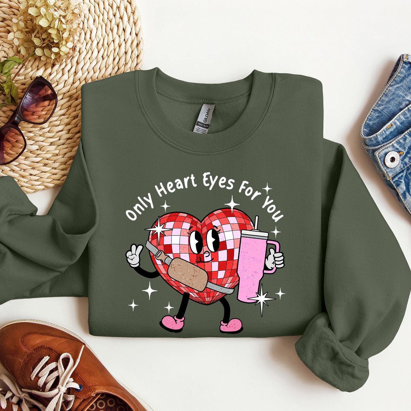 Only Heart Eyes For You Disco Heart Tumbler Lover Valentine Sweatshirt