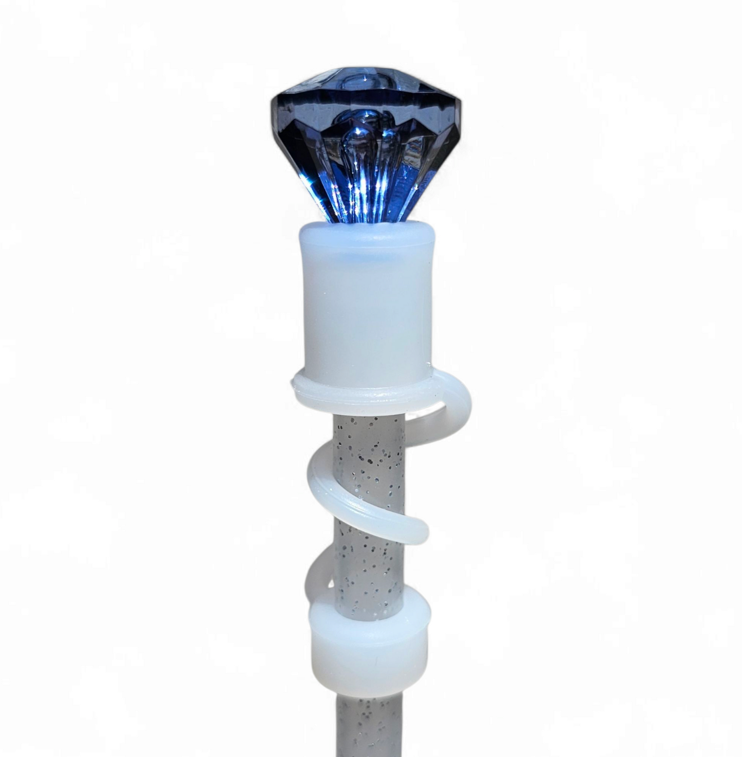 Navy Blue Diamond | Semi-transparent Silicone 3D Straw Topper | Straw Cover by Southern Creative Glamour
