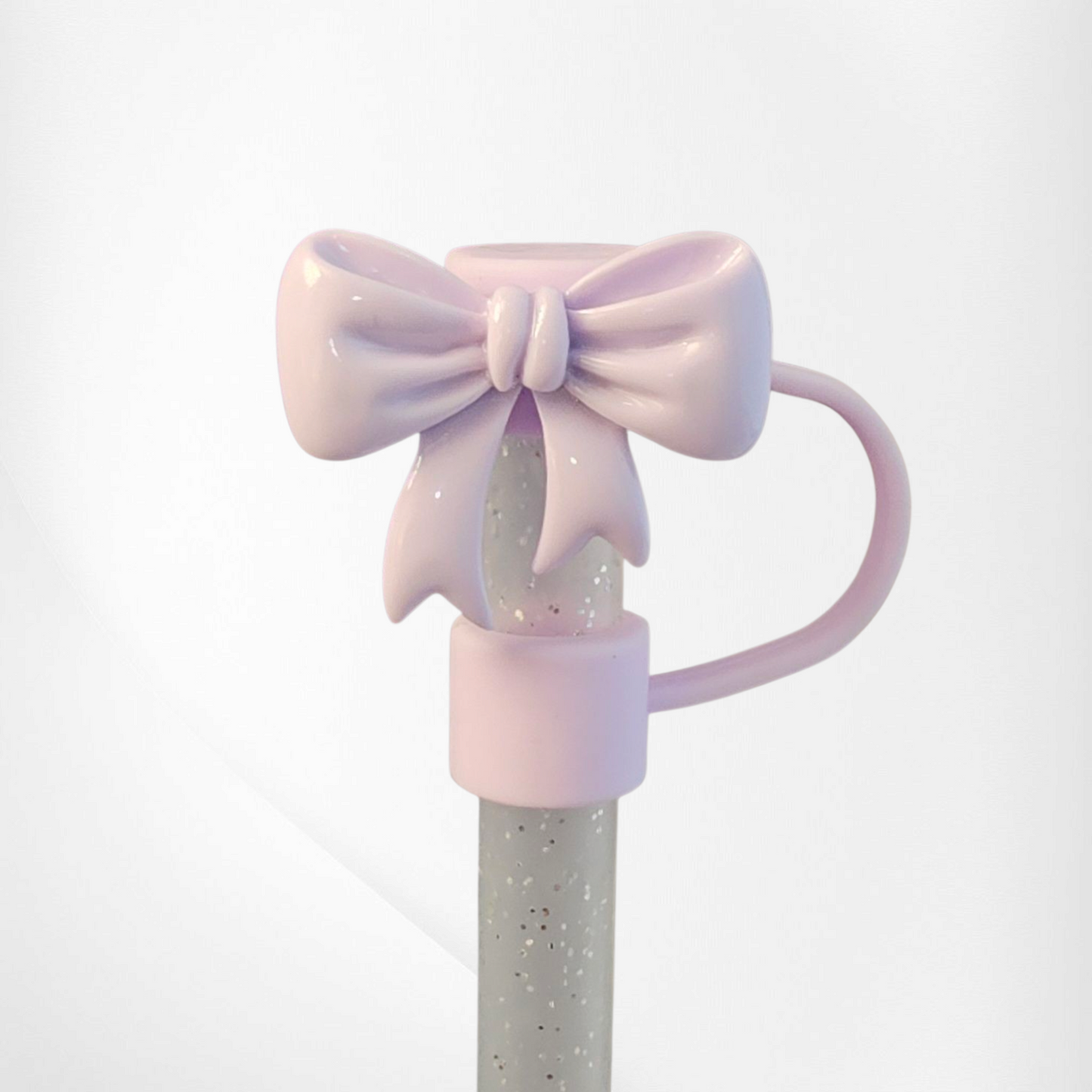Pastel Purple Coquette Ribbon Bow Straw Topper