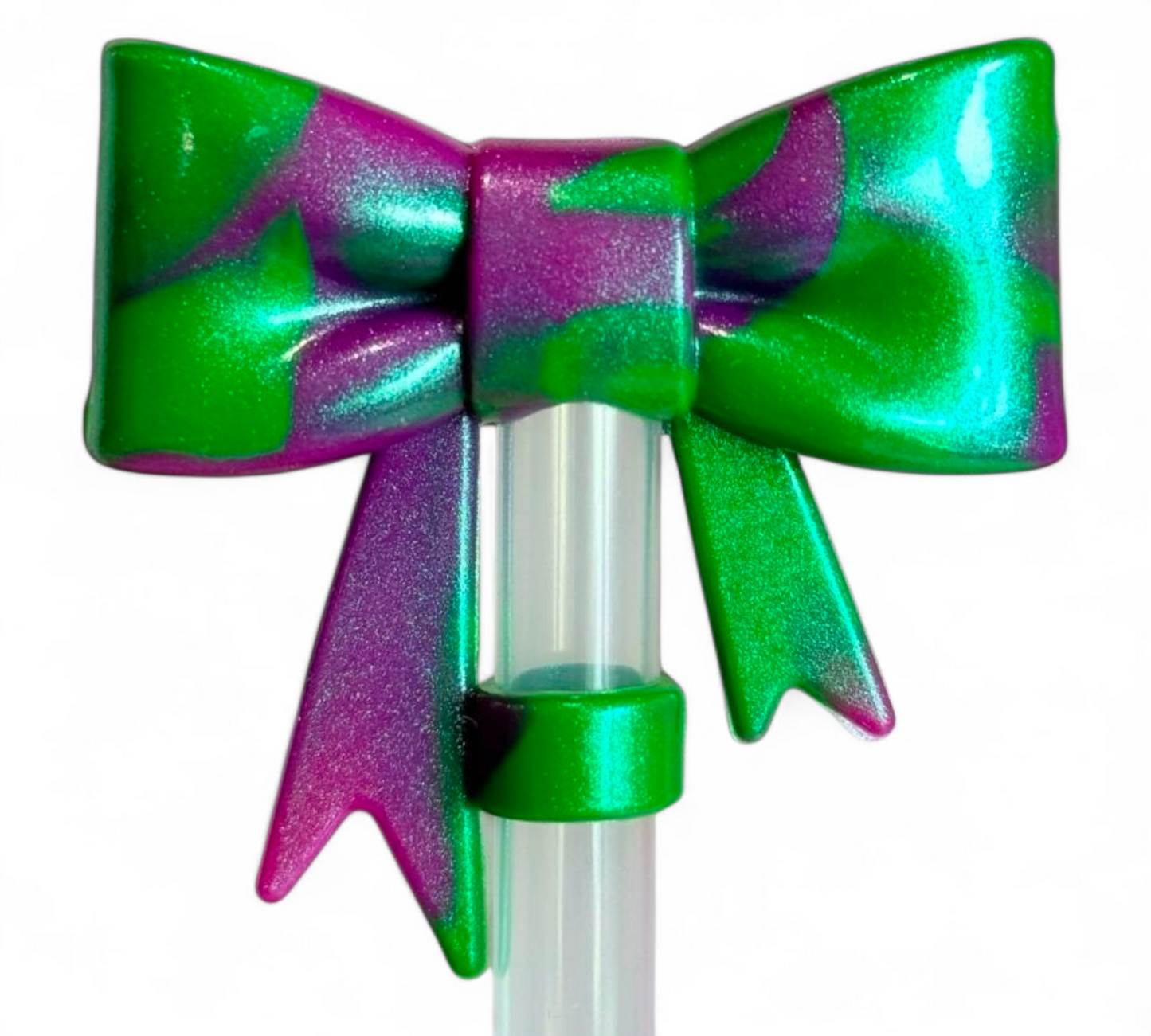 Poison Purple 3D Bow Straw Topper