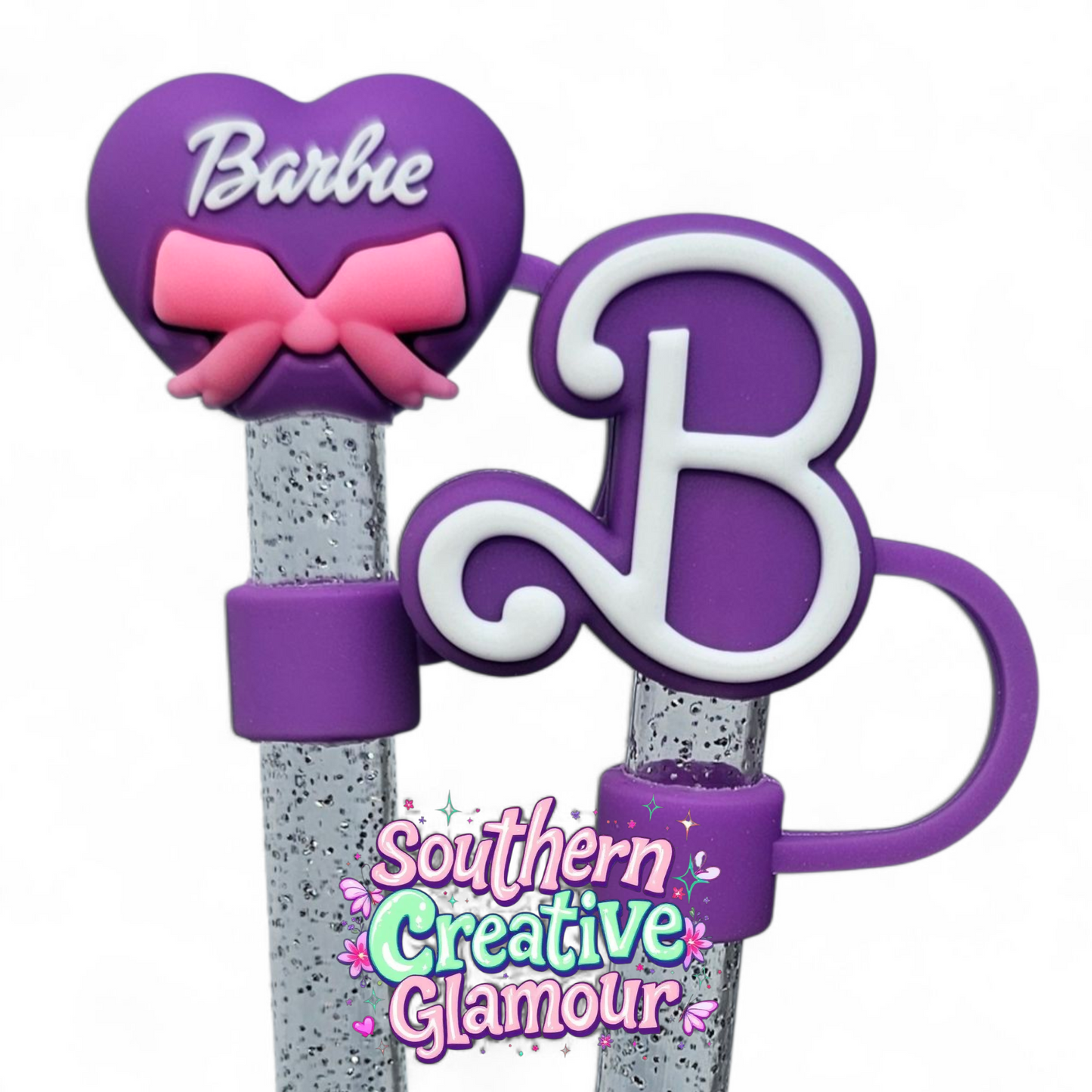 Purple Heart Bow 10mm Straw Topper