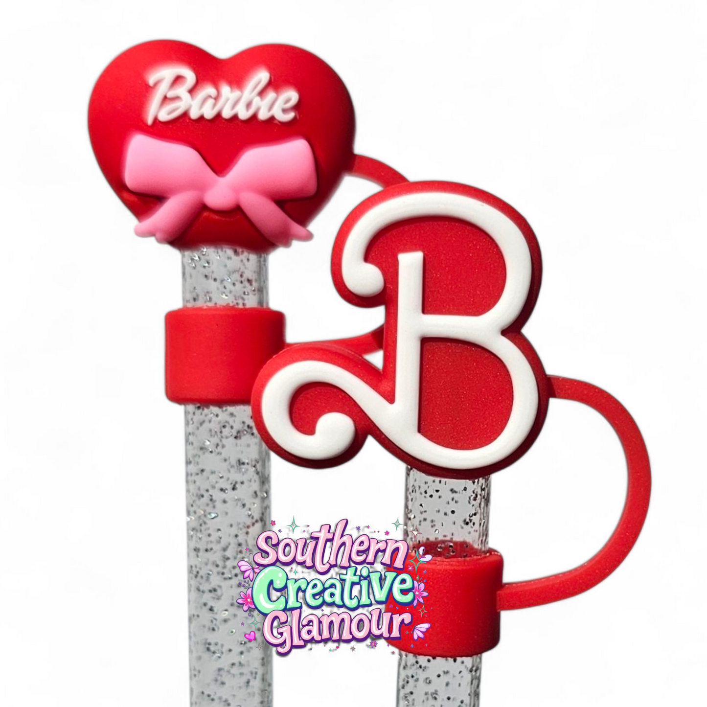 Red Heart Bow 10mm Straw Topper