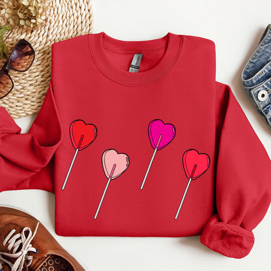 Red Lollipop Hearts Valentine's Day Sweatshirt