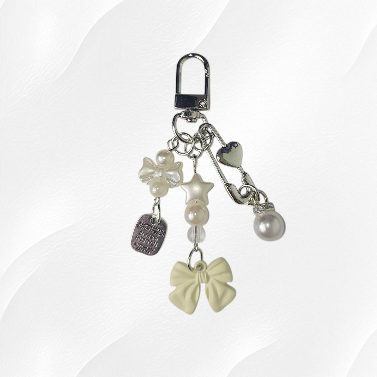 Coquette Bow & Pearl Tumbler Charm - White