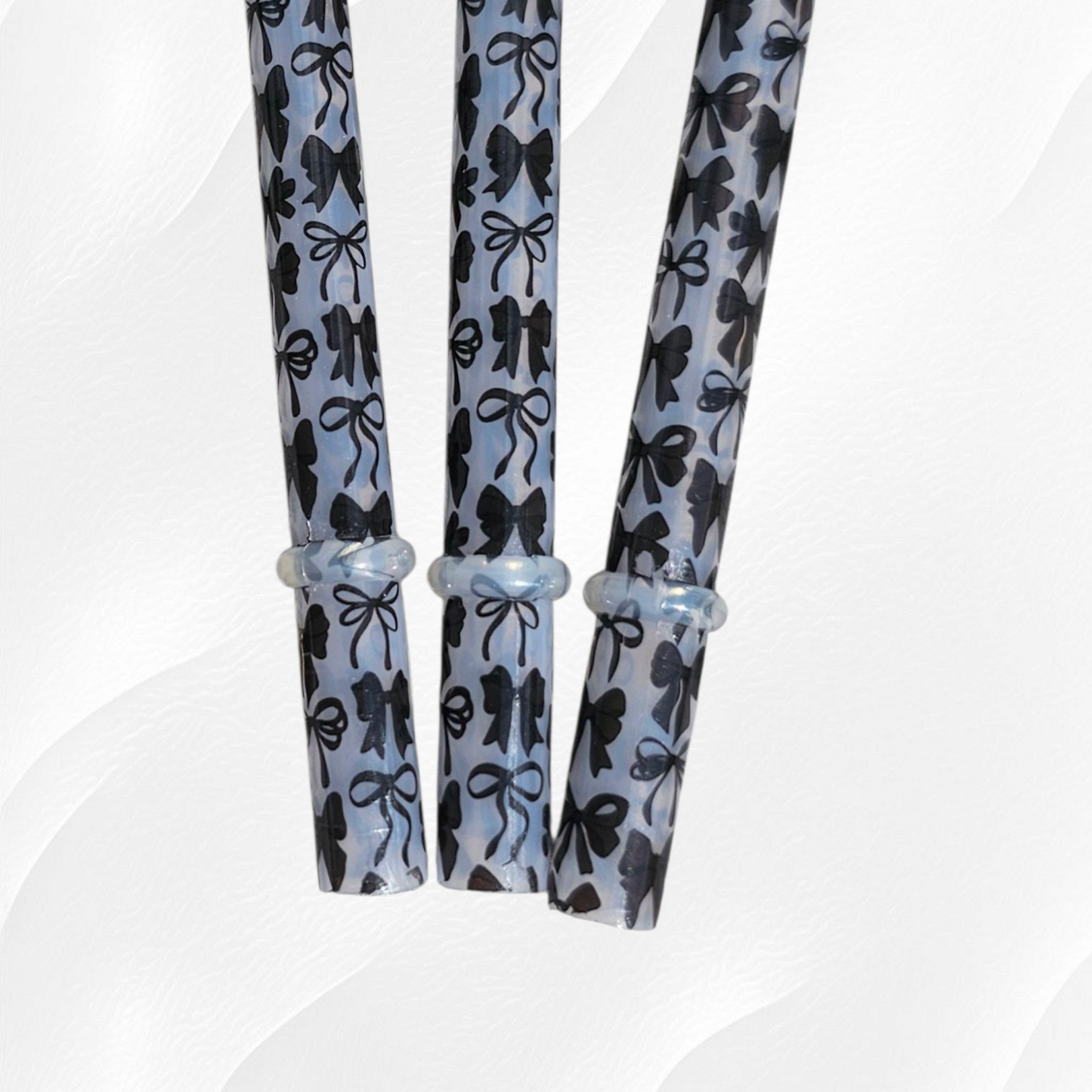 Black Coquette Ribbon Bows 10mm Reusable Straws by Southern Creative Glamour