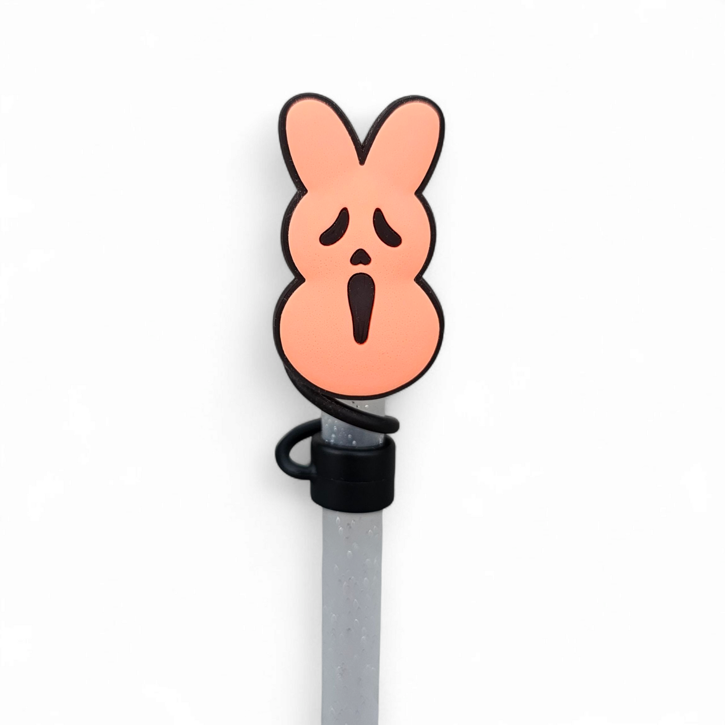 Nectar Orange Ghost Face x Peeps Halloween Silicone 10mm Straw Topper by Southern Creative Glamour