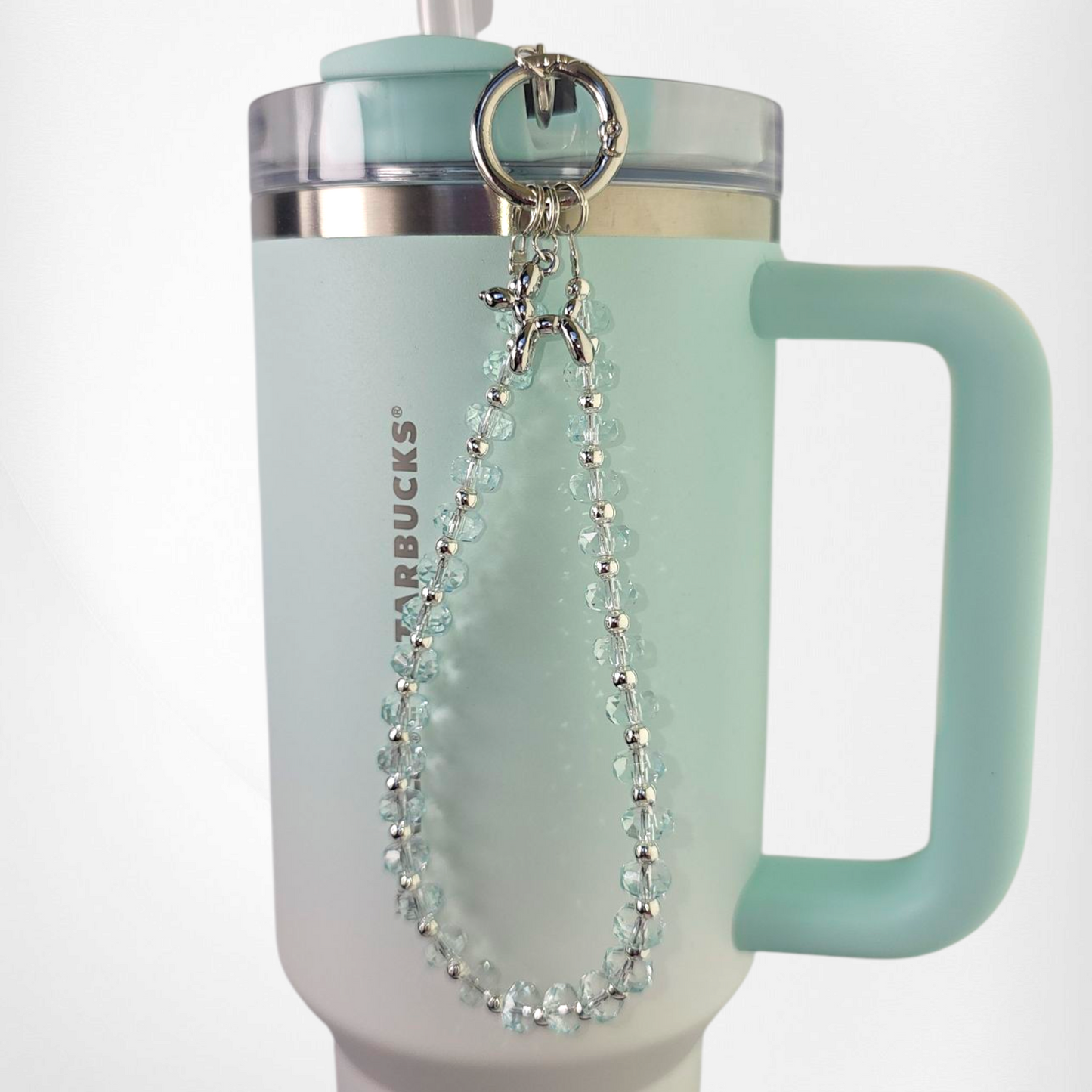 Crystal Beaded Balloon Dog Tumbler Charm Bracelet  - Mint