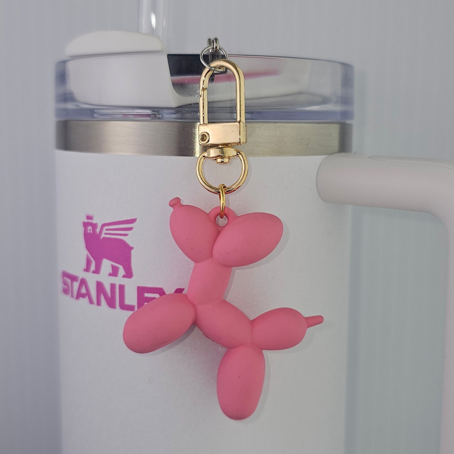 Sweetheart Pink Balloon Dog Tumbler Charm.