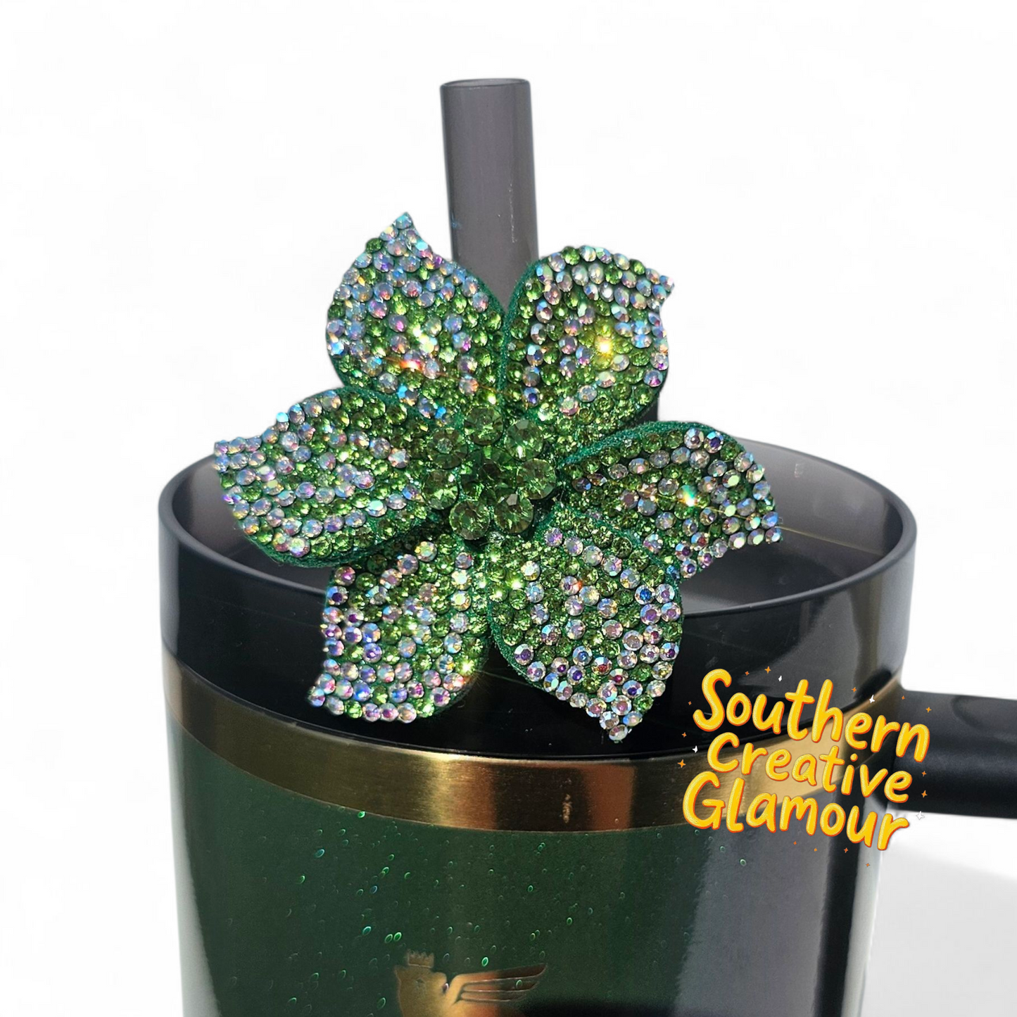 Wicked Green Diamond Flower Tumbler Charm by Southern Creative Glamour