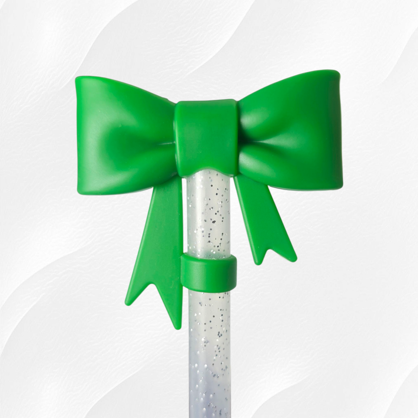 Green Princess Bow 3D Silicone Straw Topper