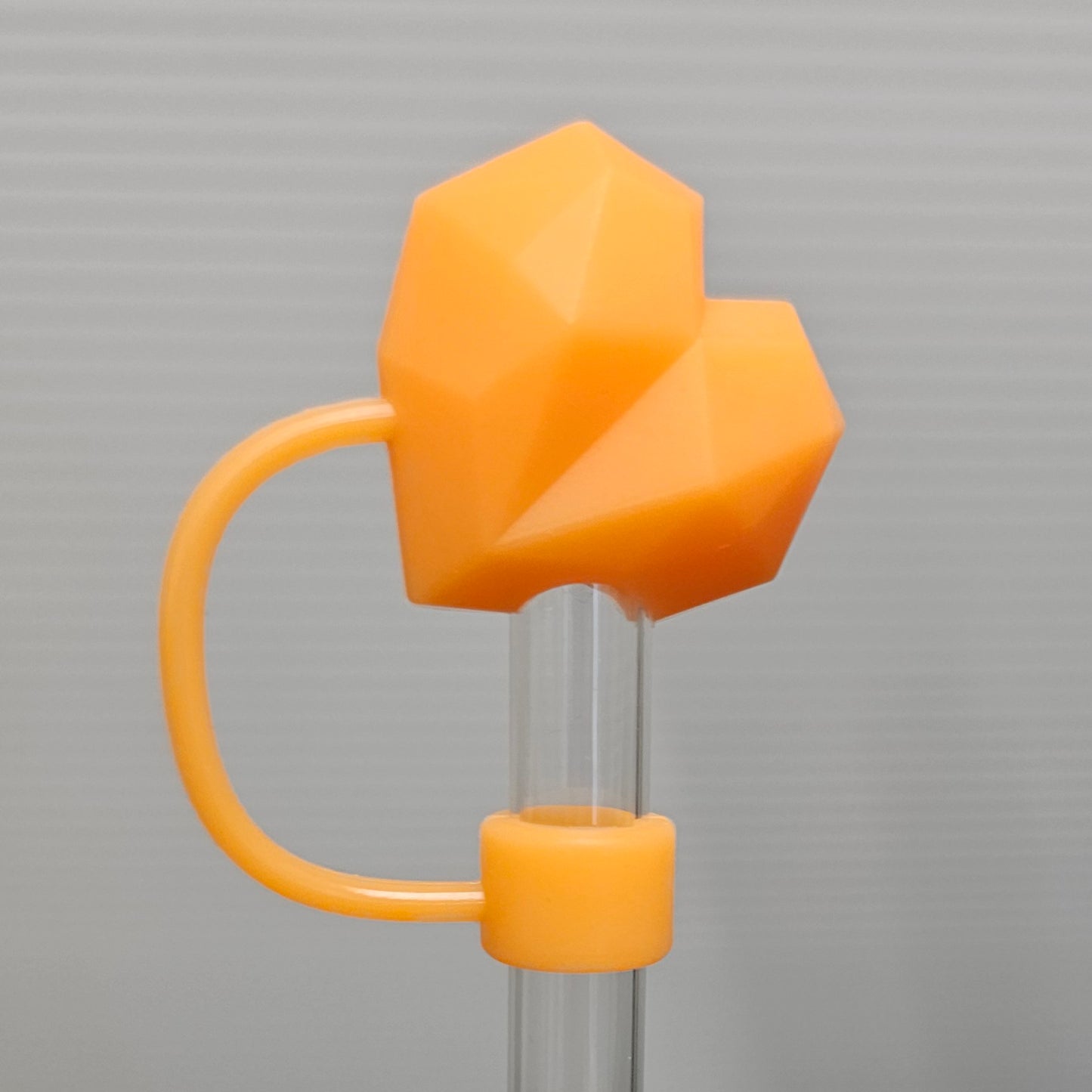 Valentine's Day Silicone Straw Topper - Orange Diamond Heart