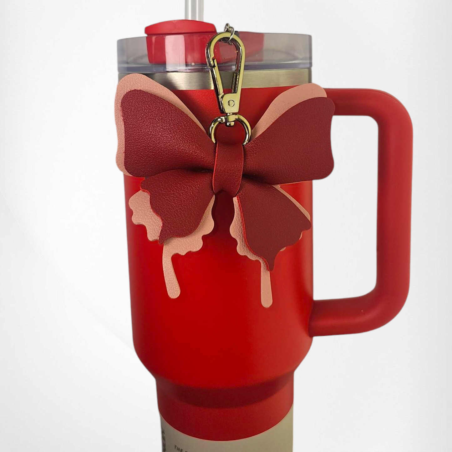 Fashion Leather Butterfly Tumbler Charm  - Red & Pink