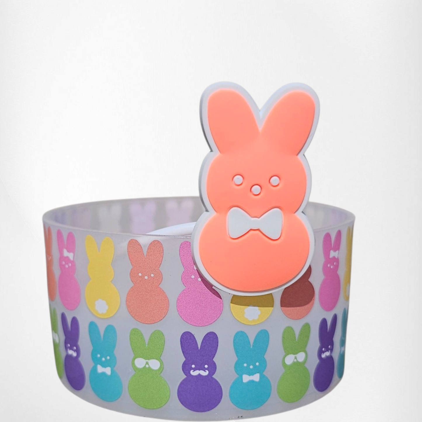 Peeps inspired Easter Bunny Silicone Straw Topper - Orange