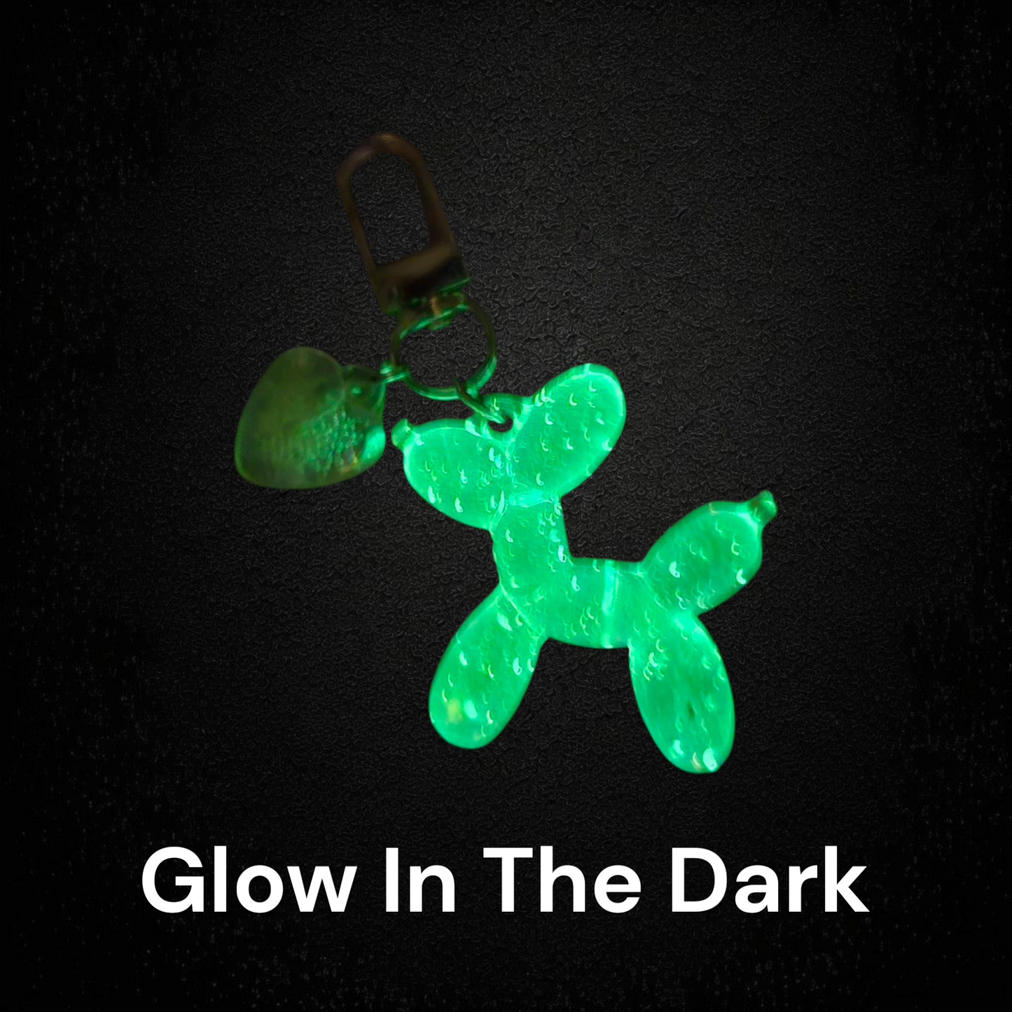 Glow in the Dark Balloon Dog Charm - Iridescent Clear