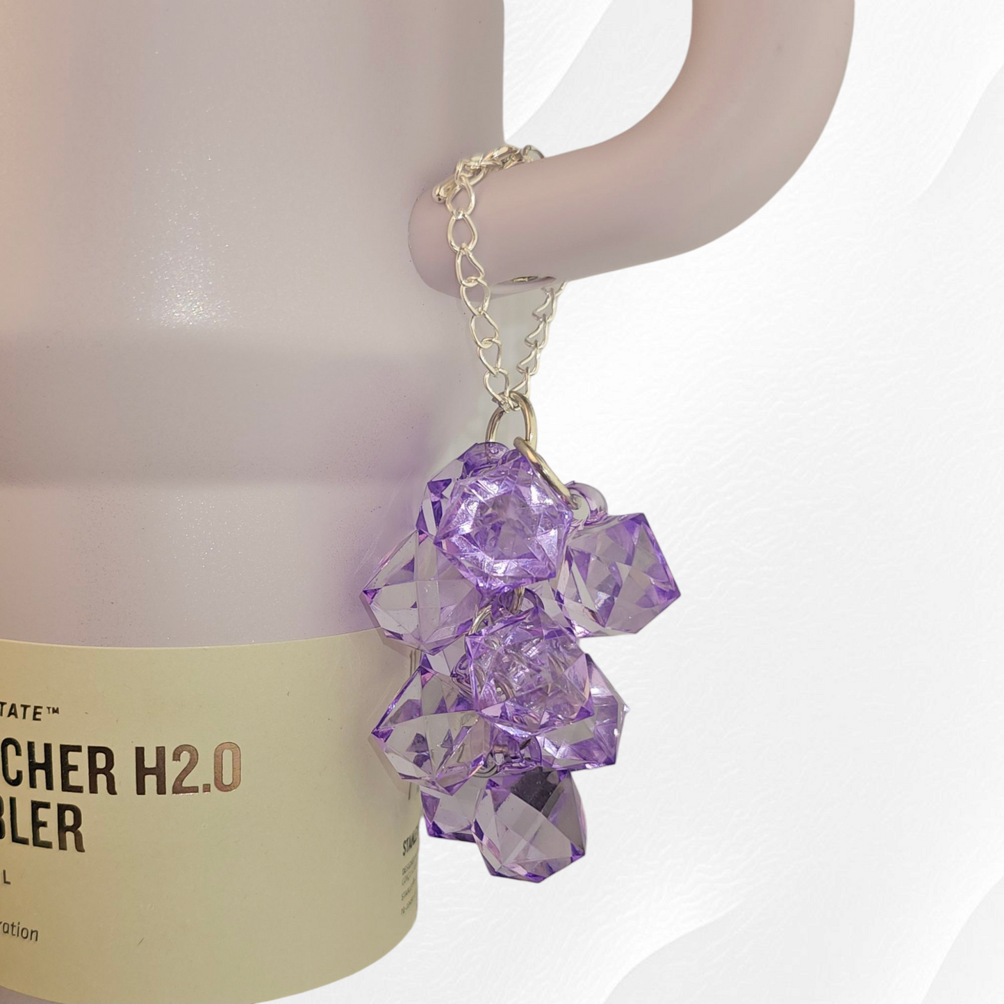Purple Crystal Beaded Tumbler Charm. Use as a tumbler straw charm or tumbler cup handle charm.