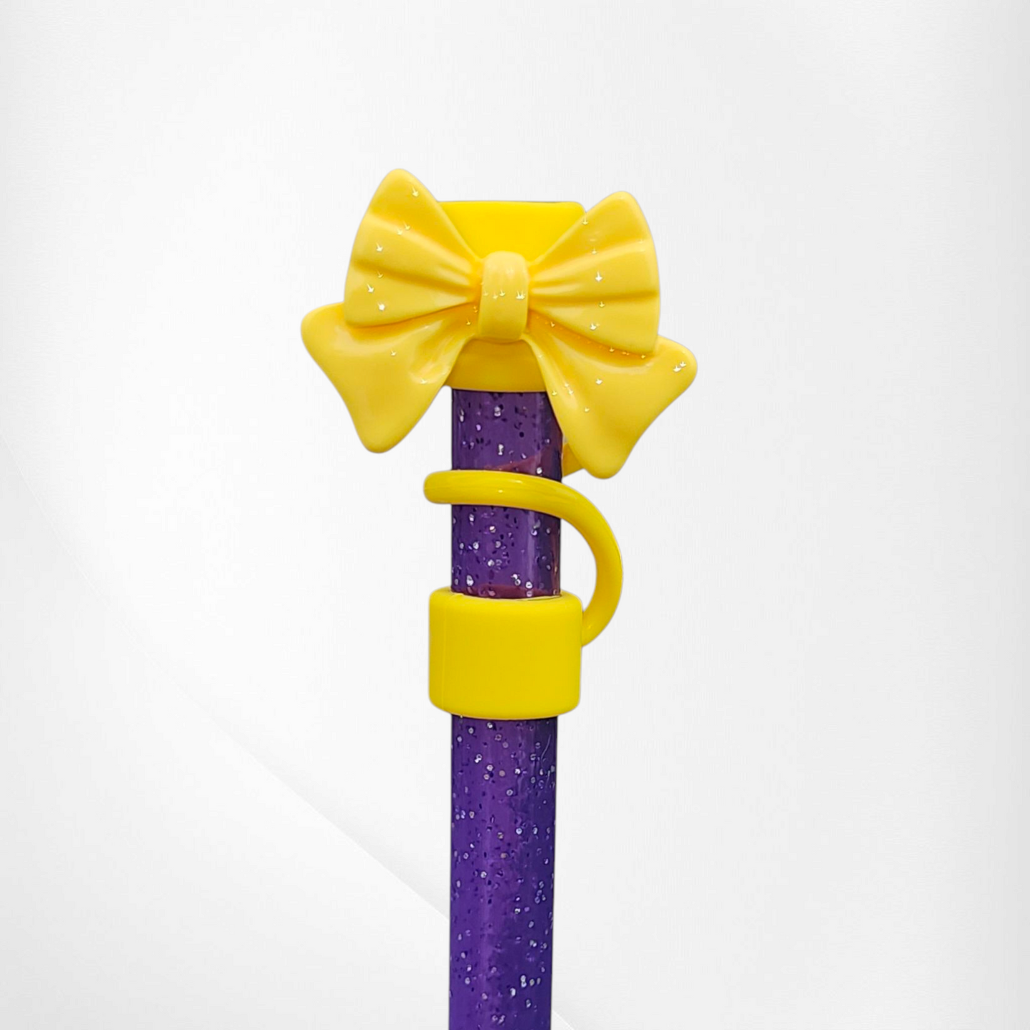 Yellow Coquette Bow Straw Topper