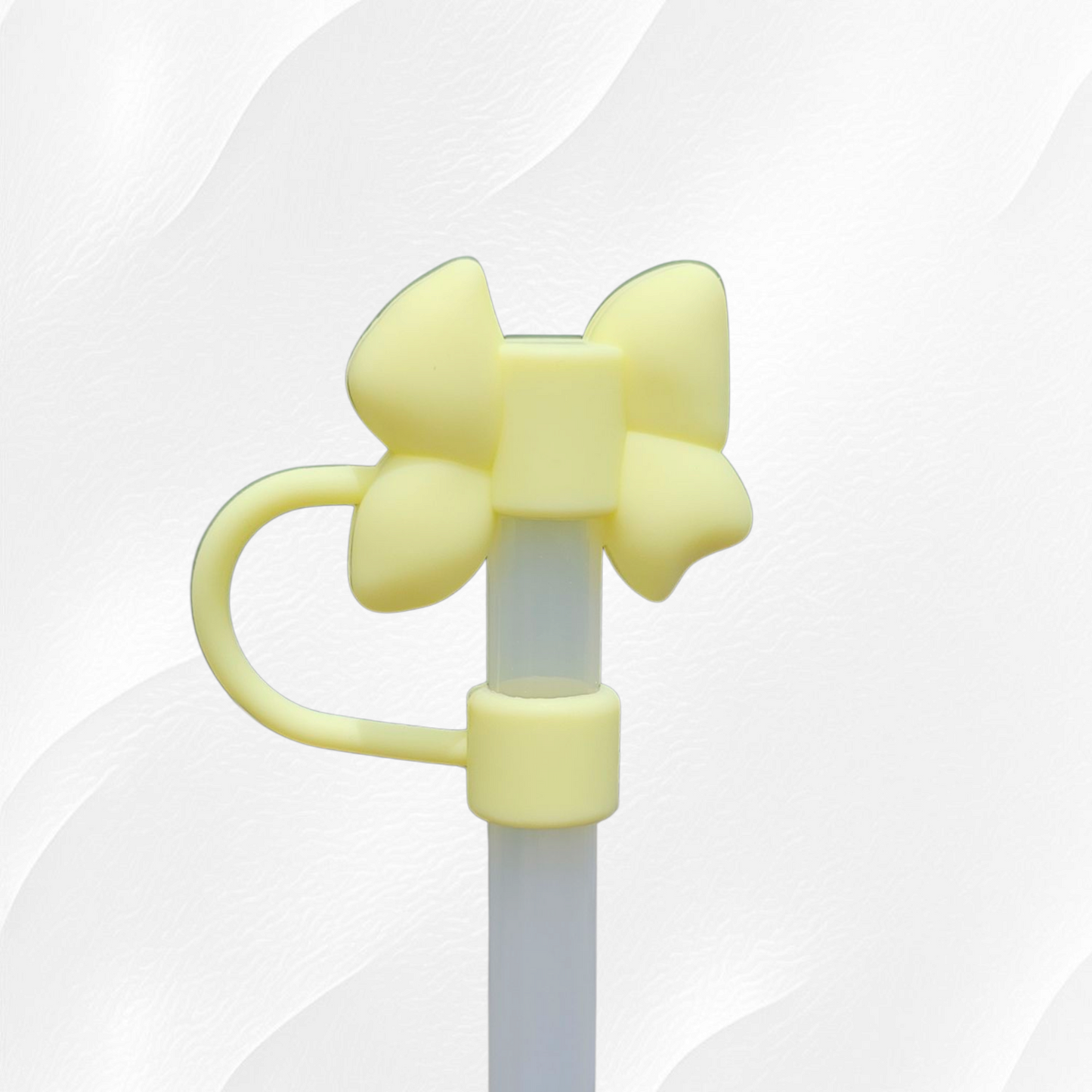 Yellow 3D Silicone Bow Straw Topper
