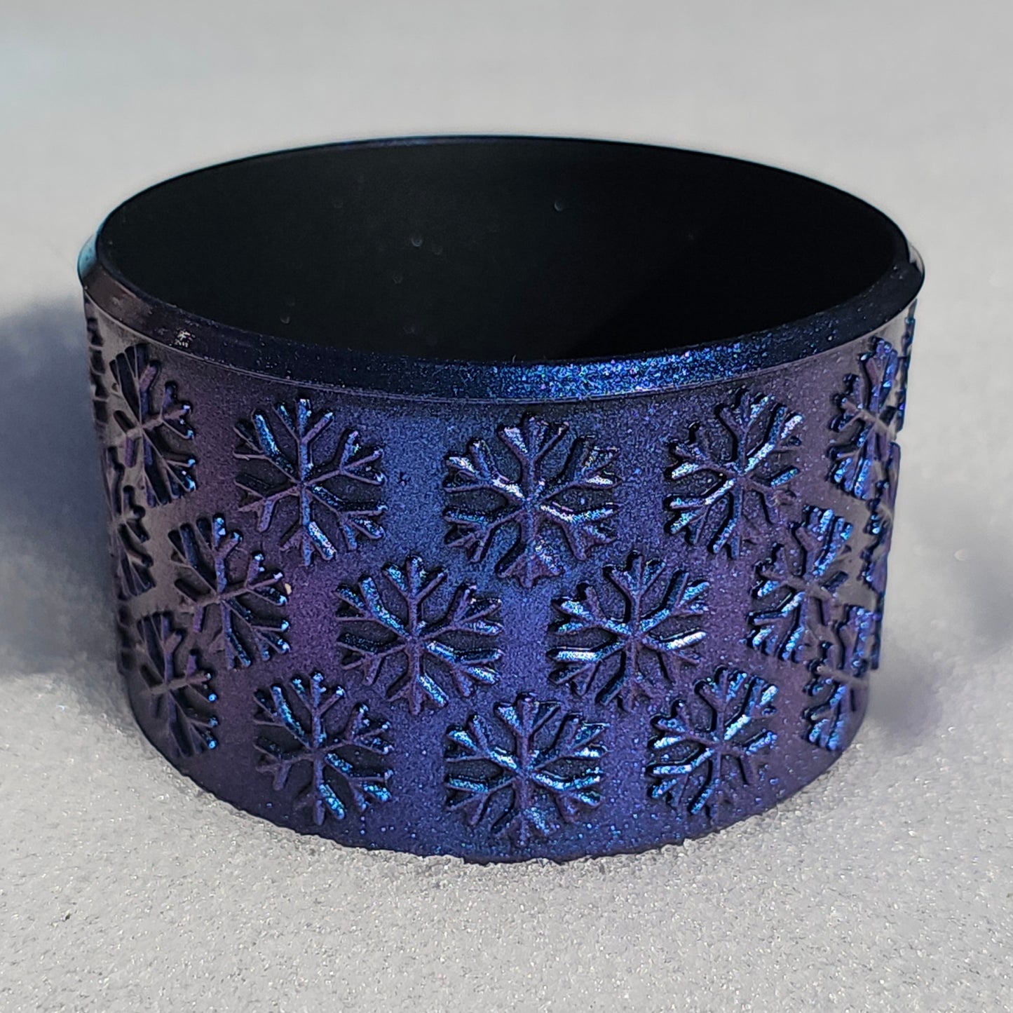 Blue Chroma Shimmer Snowflake Textured Tumbler Silicone Boot