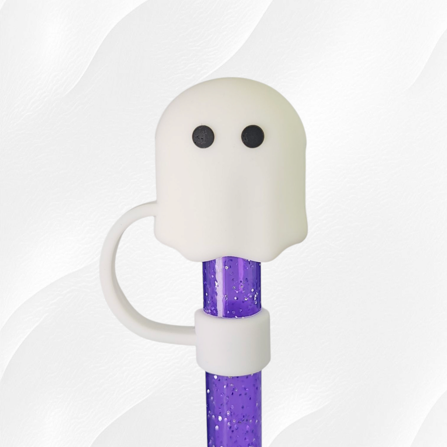 White 3D Silicone Straw Topper