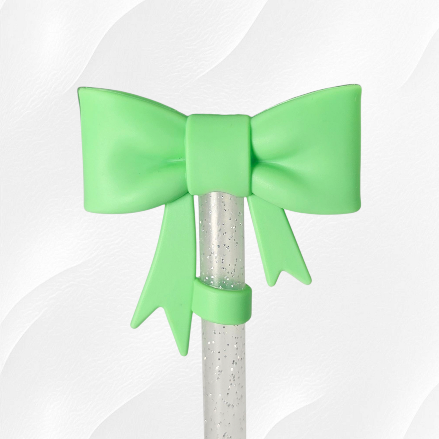 Mint Green Princess Bow 3D Silicone Straw Topper