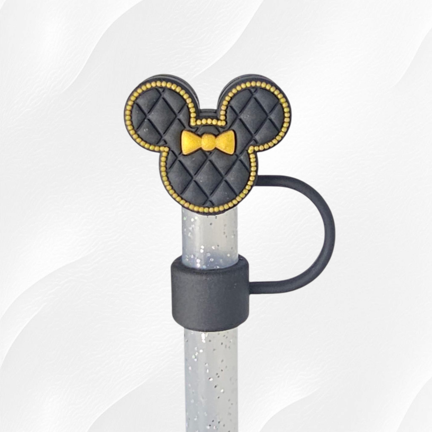 Minnie 3D Silicone Straw Topper - Black