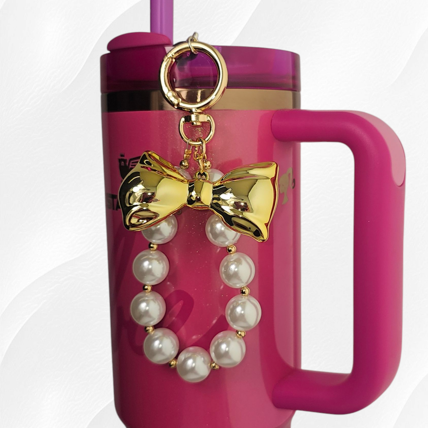 Bow & Pearl Tumbler Charm Bracelet  - Gold