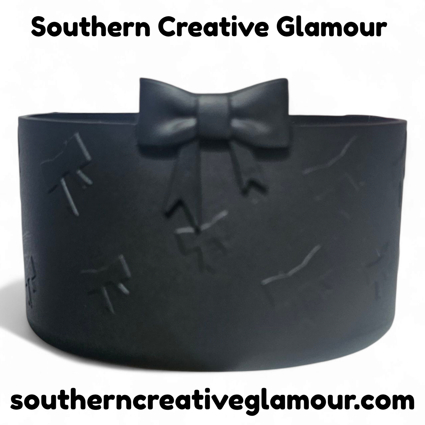 Black 3D Bow Textured Silicone Tumbler Boot by Southern Creative Glamour