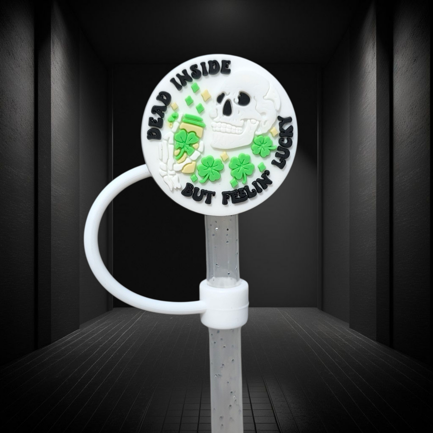 St. Patrick's Day Lucky Skellington 8mm Silicone Straw Toppers